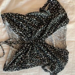 tiny floral crop top with adjustable middle sinch